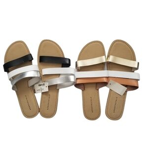 Bundle Aeropostale 3-Strap Sun Sandals Size 9 Open Toe Slide-In Color Block.